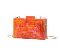ZEDEVB Acrylic Evening Bag Fashionable And Atmospheric Clutch Bag Chain Shoulder Messenger Bag Women's Mobile Phone Bag(Fantasy orange)