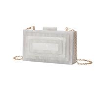 ZEDEVB Acrylic Evening Bag Fashionable And Atmospheric Clutch Bag Chain Shoulder Messenger Bag Women's Mobile Phone Bag(Pearl white)