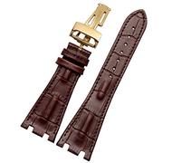 ZEDEVB Crocodile Leather Folding Buckle 28mm Watchband For AP 15703 26470SO Royal Oak Offshore Men Crocodile Sports Watch Strap(Brown-gold)