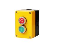 ZEDEVB Two-position 2P Push Button Switch Control Yellow Plastic Box Waterproof Plastic NO NC Momentary Reset Electric Use(Green Red)