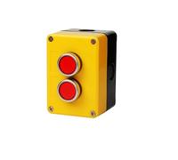 ZEDEVB Two-position 2P Push Button Switch Control Yellow Plastic Box Waterproof Plastic NO NC Momentary Reset Electric Use(Red Reset Button)
