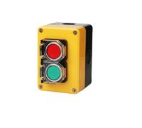 ZEDEVB Two-position 2P Push Button Switch Control Yellow Plastic Box Waterproof Plastic NO NC Momentary Reset Electric Use(Green Red Cover)