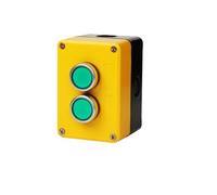 ZEDEVB Two-position 2P Push Button Switch Control Yellow Plastic Box Waterproof Plastic NO NC Momentary Reset Electric Use(Green Reset Button)