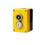 ZEDEVB Two-position 2P Push Button Switch Control Yellow Plastic Box Waterproof Plastic NO NC Momentary Reset Electric Use(Up Down Arrow)