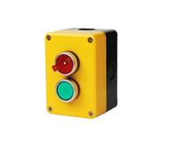 ZEDEVB Waterproof Two Position Push Button Switch With Control Yellow Plastic Box Plastic NO NC Momentary Reset Electric Use(2 Position Konb-05)