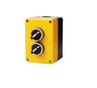 ZEDEVB Waterproof Two Position Push Button Switch With Control Yellow Plastic Box Plastic NO NC Momentary Reset Electric Use(2 Position Konb-03)