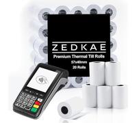ZEDKAE 57 x 40mm Thermal Till Rolls for PDQ Credit Card Machines | Card Receipt Paper Rolls (Pack of 20)