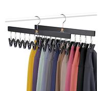 ZEDODIER Legging Organizer, 2 Pack Pants Hangers Hat Racks with Clips, Holds 24 Leggings, Hats, Pants, Jeans, Scarves, Hanging Space Saving Holder for Closet Organizers and Storage, Black