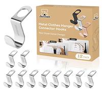 ZEDODIER Metal Clothes Hanger Connector Hooks, 12 Pack Super Sturdy Hanger Extender Hooks, Efficient Closet Space Saver, Easy to Use, Suitable for Heavy Clothing, Fits All Types of Hangers, Silver