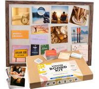 ZEDORA Vision Board Kit - 15.35 x 11.02 inches, Cork Board with 235 Cards & 50 Pins, Beige, Textured Finish