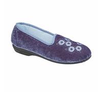 Zedzzz Cathy Ladies Embroidered Slippers Textile Blueberry Velour UK 6