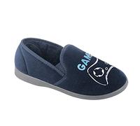 Zedzzz Gamer Boys Velour Full Slippers Navy Blue UK 4 (Junior)
