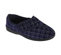 Zedzzz George Touch Fastening Washable Slippers with Vulcanised Sole, Navy Blue, 10 UK