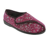 Zedzzz Janice Touch Fastening Floral Slippers - Wine 7 UK