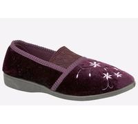 Zedzzz Joanna Embroidered Slippers Womens | Slip On Shoes | Purple | UK Size 5