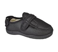 Zedzzz JOSH Mens Super Wide Touch Fasten Slippers Black