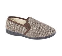 Zedzzz Keith Mens Textured Knit Full Slippers Brown UK 8