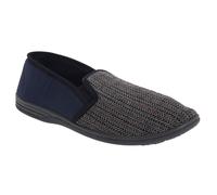 Zedzzz Men's Charles Herringbone Felt Gusset Slippers in Navy | Size: 9 Zedzzz Navy 9