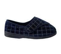 Zedzzz Men's George Touch Fastening Check Velour Slippers in Navy | Size: 7 Zedzzz Navy 7