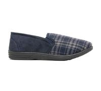 Zedzzz Men's Harley Check Felt Gusset Slippers in Navy | Size: 7 Zedzzz Navy 7