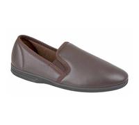 Zedzzz Mens Ivor Grained Leather Look Full Slippers Brown Grain Pu 10 UK