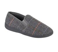 Zedzzz Men's Kenny Herringbone Twin Gusset Slippers in Grey | Size: 6 Zedzzz Grey 6