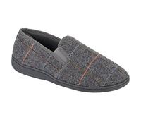 Zedzzz Men's Kenny Herringbone Twin Gusset Slippers in Grey | Size: 9 Zedzzz Grey 9