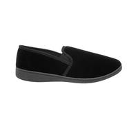 Zedzzz Men's Ross Twin Gusset Velour Slippers in Black | Size: 11 Zedzzz Black 11