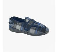 Zedzzz PETER Mens Touch Fasten/Velcro Slippers Navy Blue Check - UK 10