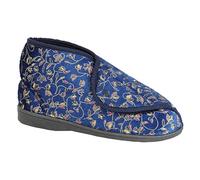 Zedzzz Women's Geraldine Touch Fastening Floral Bootee Slippers in Navy | Size: 4 Zedzzz Navy 4