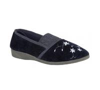 Zedzzz Women's Joanna Embroidered Slippers in Navy | Size: 5 Zedzzz Navy 5