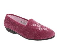 Zedzzz Womens/Ladies Cathy Floral Embroidered Velour Slippers (7 UK) (Heather)