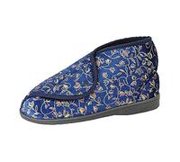 Zedzzz Womens/Ladies Geraldine Touch Fastening Floral Bootee Slippers (5 UK) (Navy Blue)