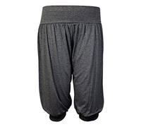 ZEE FASHION New Ladies Plus Size Ali Baba Baggy Stretch Fit Shorts Womens Plain Cropped Harem Trouser Pants UK Size 8-26 Charcoal