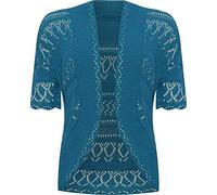 ZEE FASHION Women Ladies Knitted Bolero Crochet Shrug Open Cardigan Plus Size UK 8-30 Teal