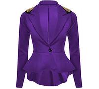 ZEE Fashion Womens Crop Frill Shift Slim Fit Fitted Peplum Blazer (Purple Stud, XL (16-18 UK))