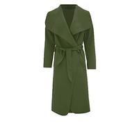 ZEE FASHION Womens Ladies Italian Trench Long Coat Waterfall Duster Cape Belted Cardigan Jacket Wrap Khaki