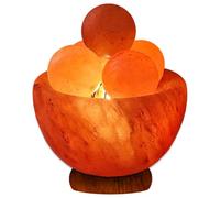 ZEEAS Fire Bowl Shape Himalayan Salt Lamp Pink Rock Crystal Light, Crafted from Foothills of Himalayas Comes with Complete Fitting Wooden Base UK Switch and Bulb (Fire Bowl Shape)