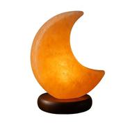 ZEEAS Moon Shape Himalayan Salt Lamp Pink Rock Crystal Light, Crafted from Foothills of Himalayas Comes with Complete Fitting Wooden Base UK Switch and Bulb (Moon Shape)