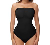 Zeecaro Strapless Shapewear Thong for Women Tummy Control Tube Top Bodysuits One Piece Leotard, Black（thong）, Medium