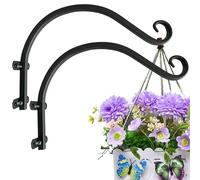 ZEECER 2 Pcs Hanging Basket Brackets, 12-Inch Iron Plant Hanger, Decorative Curved Up Plant Hanger Bracket Wall Hooks for Hanging Plants Fence Lantern Bird Feeders Flower Pot