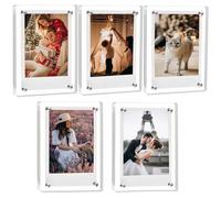 ZEECER Acrylic Fridge Magnetic Frame,Double Sided Refrigerator Magnet Picture Frame, Fridge Photo Clear Display Frameless Home Decor for Fujifilm Instax Mini, 2.36 x 3.54 Inch,Pack of 5