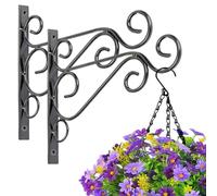 ZEECER Hanging Basket Bracket, 10-inch 2 Pack Retro Hanging Basket Brackets Outdoor, Rust-Proof Metal Wall Brackets for Basket Plants Flowers Lanterns Bird Feeders