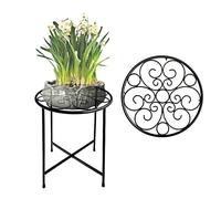 ZEECER Plant Stand, 15'' Tall Plant Stand Indoor Outdoor Set of 1, Round Rust-proof Coated Metal Plant Pot Stand Flower Stands for Indoor Plants Patio Garden Home Decor