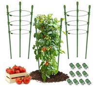 ZeeDix 3 Packs 18" Plant Support Cages with 3 Adjustable Support Rings，10 Pcs Plant Clips,Supporter for Home Garden Balcony for Orchids, Tomato, Climbing Plants Vegetables Flowers
