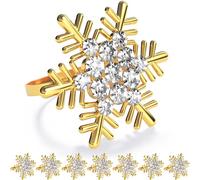 ZeeDix Set of 24 Gold Snowflake Christmas Napkin Rings for Dinning Table Setting- Rustic Dinner Tables Setting Decoration for Wedding Receptions, Christmas, Thanksgiving Holiday Party Dinner Parties