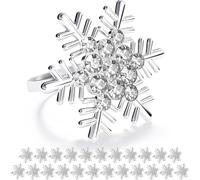 ZeeDix Set of 24 Sliver Snowflake Christmas Napkin Rings for Dinning Table Setting- Rustic Dinner Tables Setting Decoration for Wedding Receptions, Christmas, Thanksgiving Holiday Party Dinner Parties