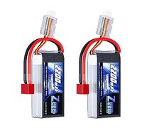 Zeee 2S Lipo Battery 2200mAh 7.4V 50C Short Battery with T Plug 2 Pack | RC Lipo Battery Compatible with Glider 3D Plane Park Flyers RC Helicopter Airplane FPV Drone Boat Car RC Models, Long Runtime