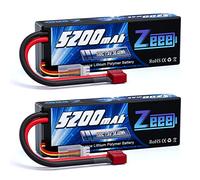 Zeee 2S Lipo Battery 5200mAh 7.4V 100C Hard case with T Plug for 1/8 and 1/10 RC Vehicles Car RC Buggy Truggy RC Airplane UAV Drone FPV (2 Pack)