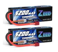 Zeee 2S Lipo Battery 5200mAh 7.4V 50C Hard case RC Battery with T Plug for 1/8 and 1/10 RC Vehicles Car RC Buggy Truggy RC Airplane UAV Drone FPV (2 Pack)